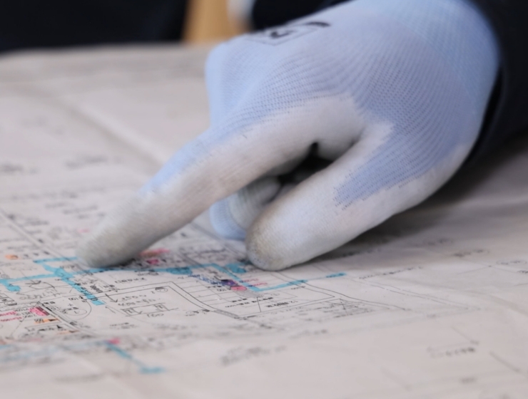 図面を指し示す様子